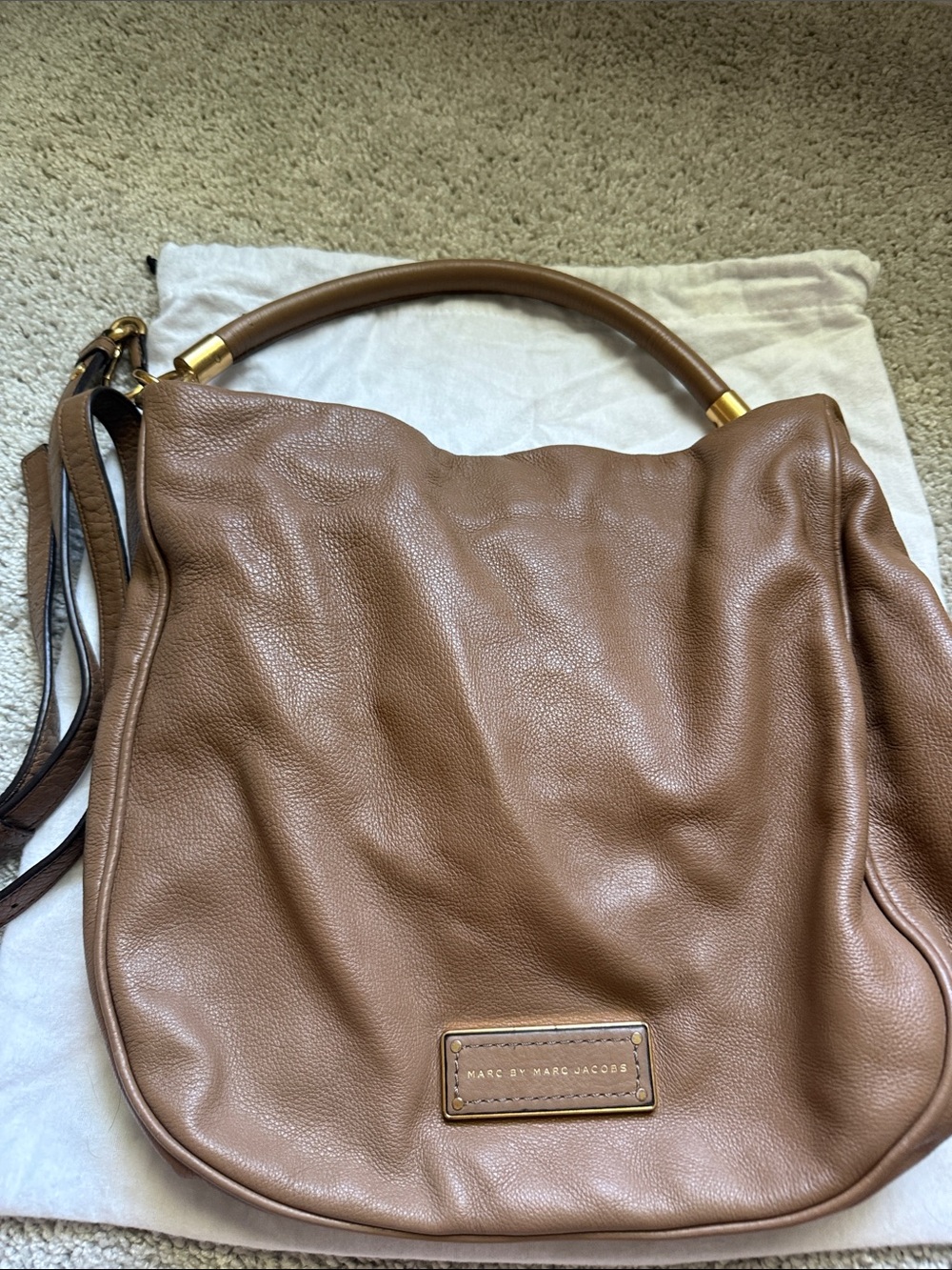 Marc by Marc Jacobs Tan Brown Pebbled Leather Shoulder Hobo